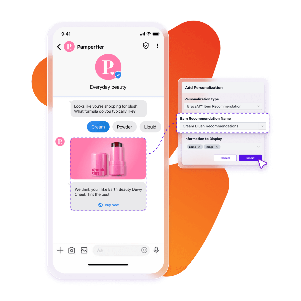 a phone displaying a message from pamperher