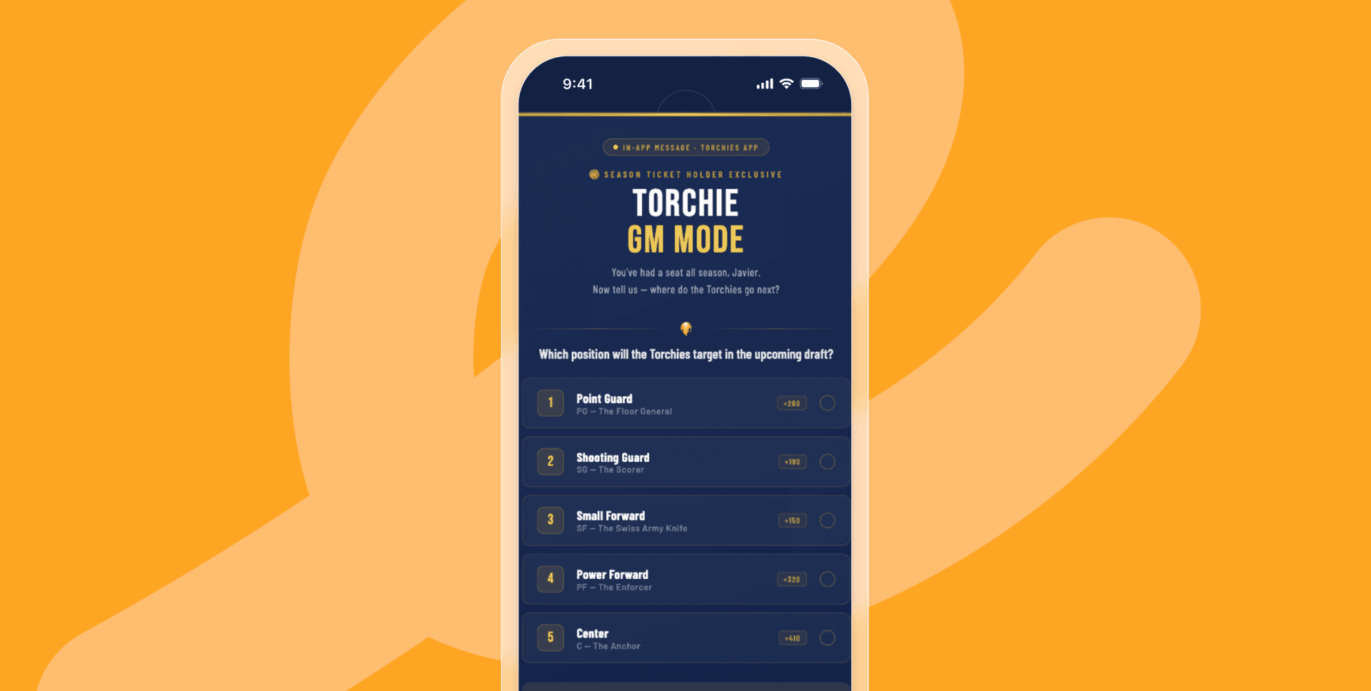 Image of a phone with text to vote for the next draft pick