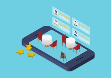 an isometric illustration of a restaurant with tables and chairs on a cell phone .