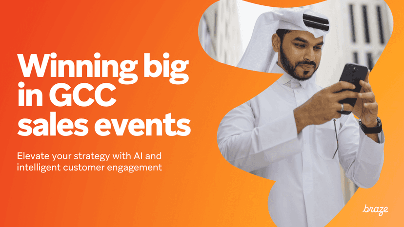 an advertisement for braze shows a man looking at his phone