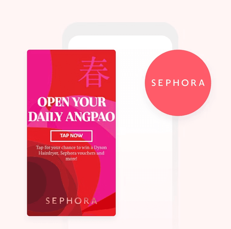 a sephora advertisement that says open your daily angpao