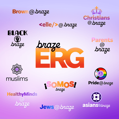 the word braze is on a purple background