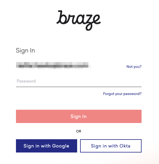 Braze dashboard login with Okta SSO enabled