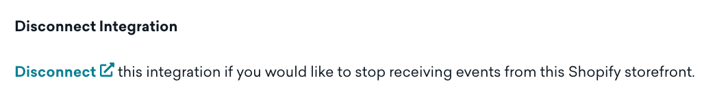 The "Disconnect Integration" section with a link to disconnect.