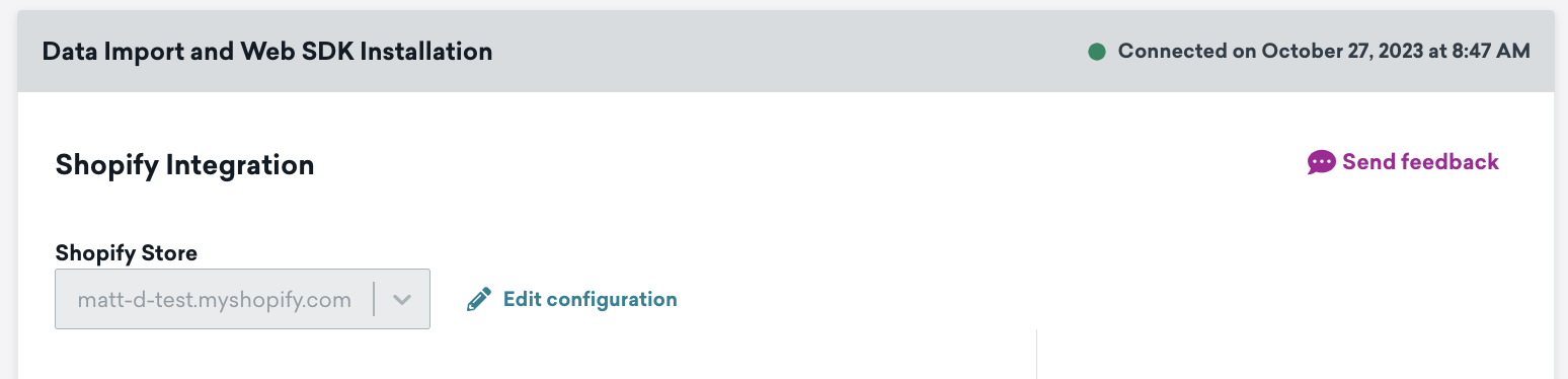 Shopify integration page.