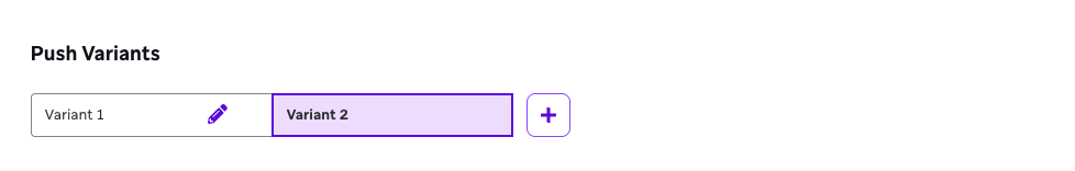 Selecting "Add Variant" for a campaign.