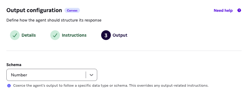 Agent Console with number selected as a basic schema.