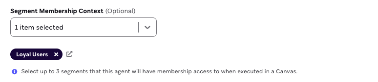 The "Loyalty Users" segment selected for agent membership access.