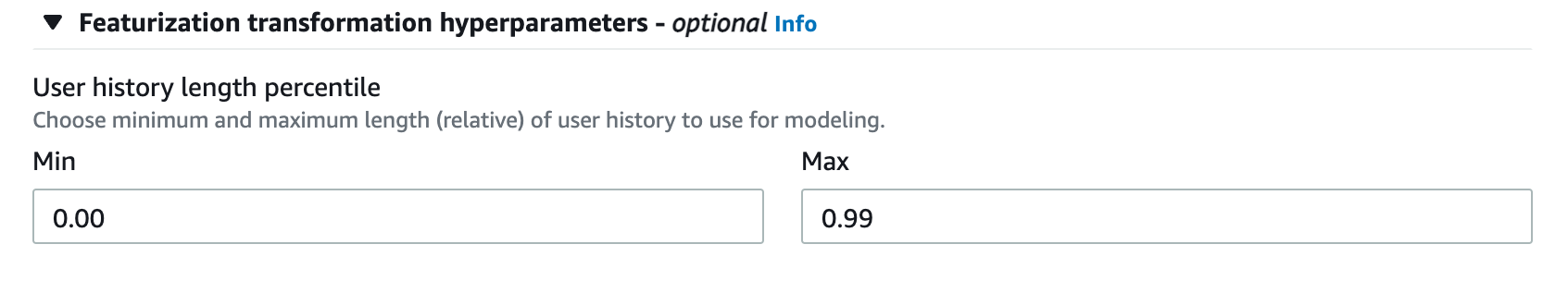 Min max user profile setting