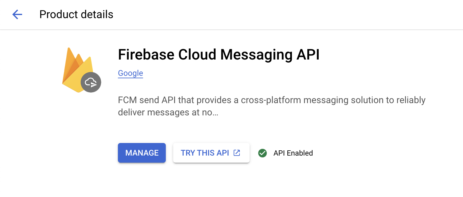 Enabled Firebase Cloud Messaging API