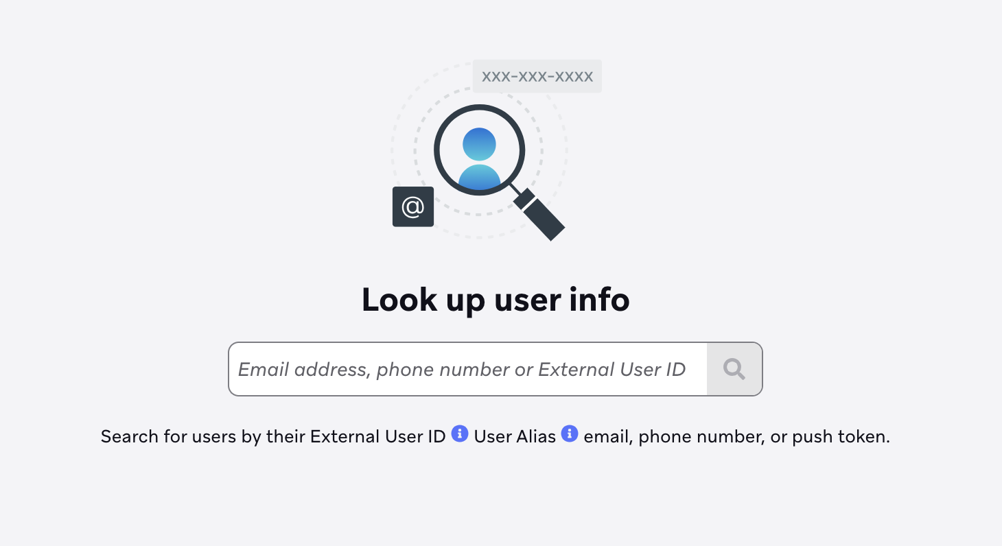 The "User Search" page in the Braze dashboard.