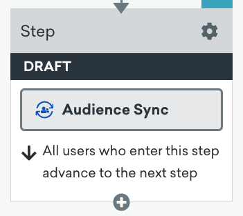 The Audience Sync step added to the user journey.