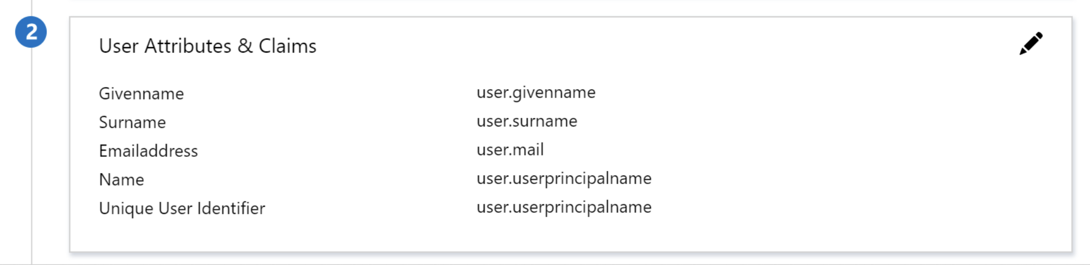 User Attributes section of the Application Integration page in Azure.