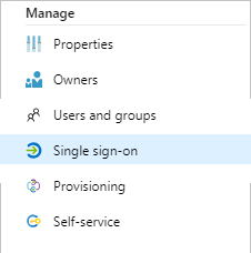 Azure portal navigation with Single sign-on highlighted.