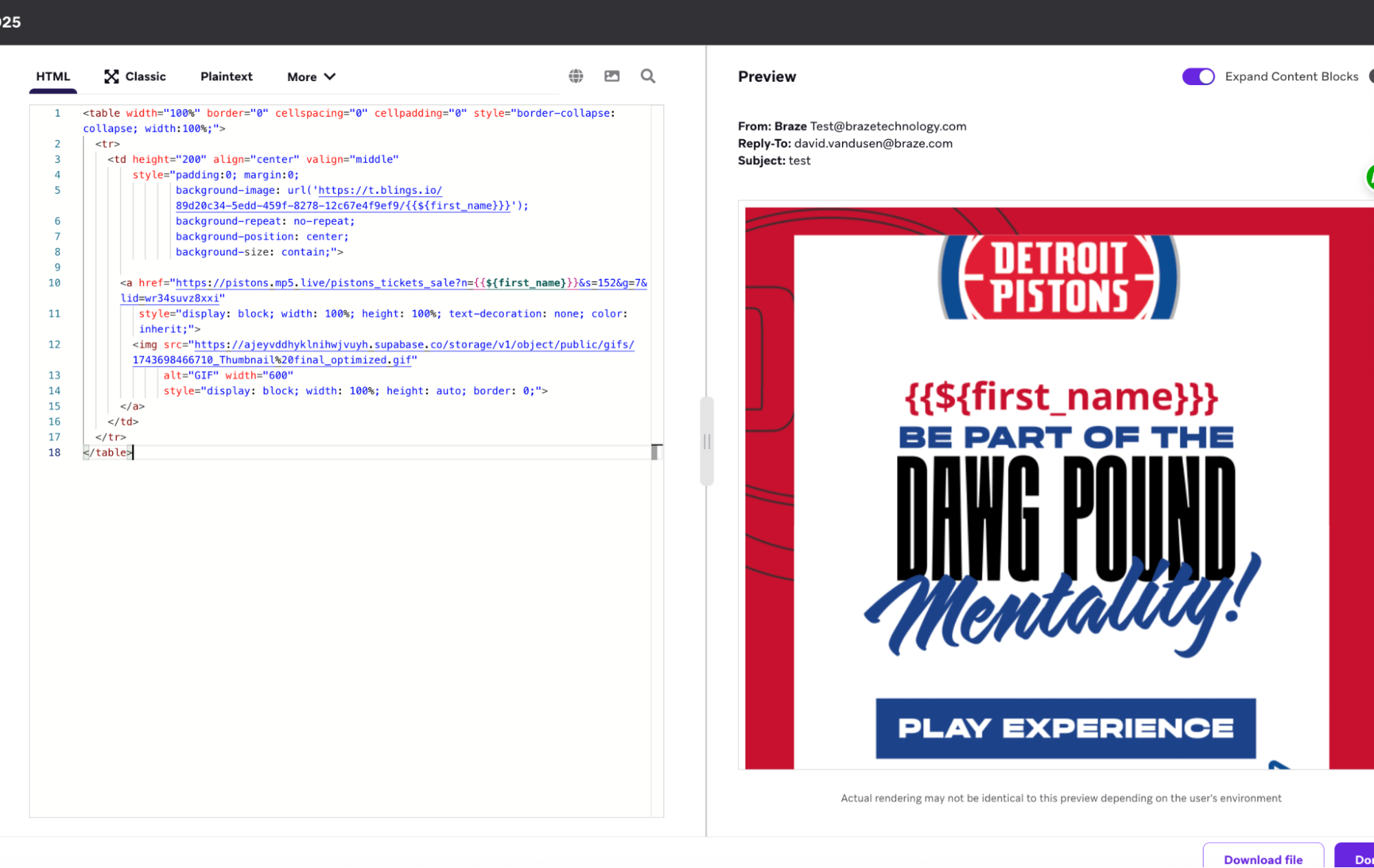 Blings gif in Braze campaign.