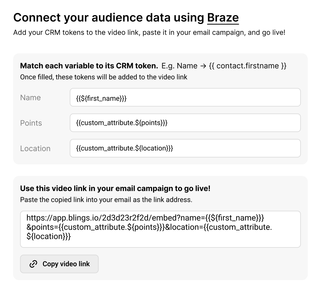 Blings HTML snippet.