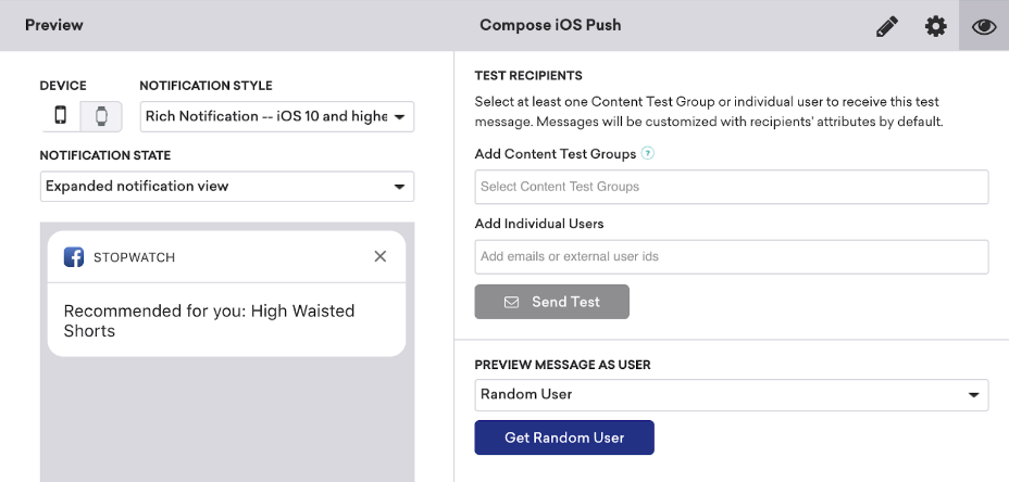 An image showing the "Test" tab, encouraging users to thoroughly test their message before send.