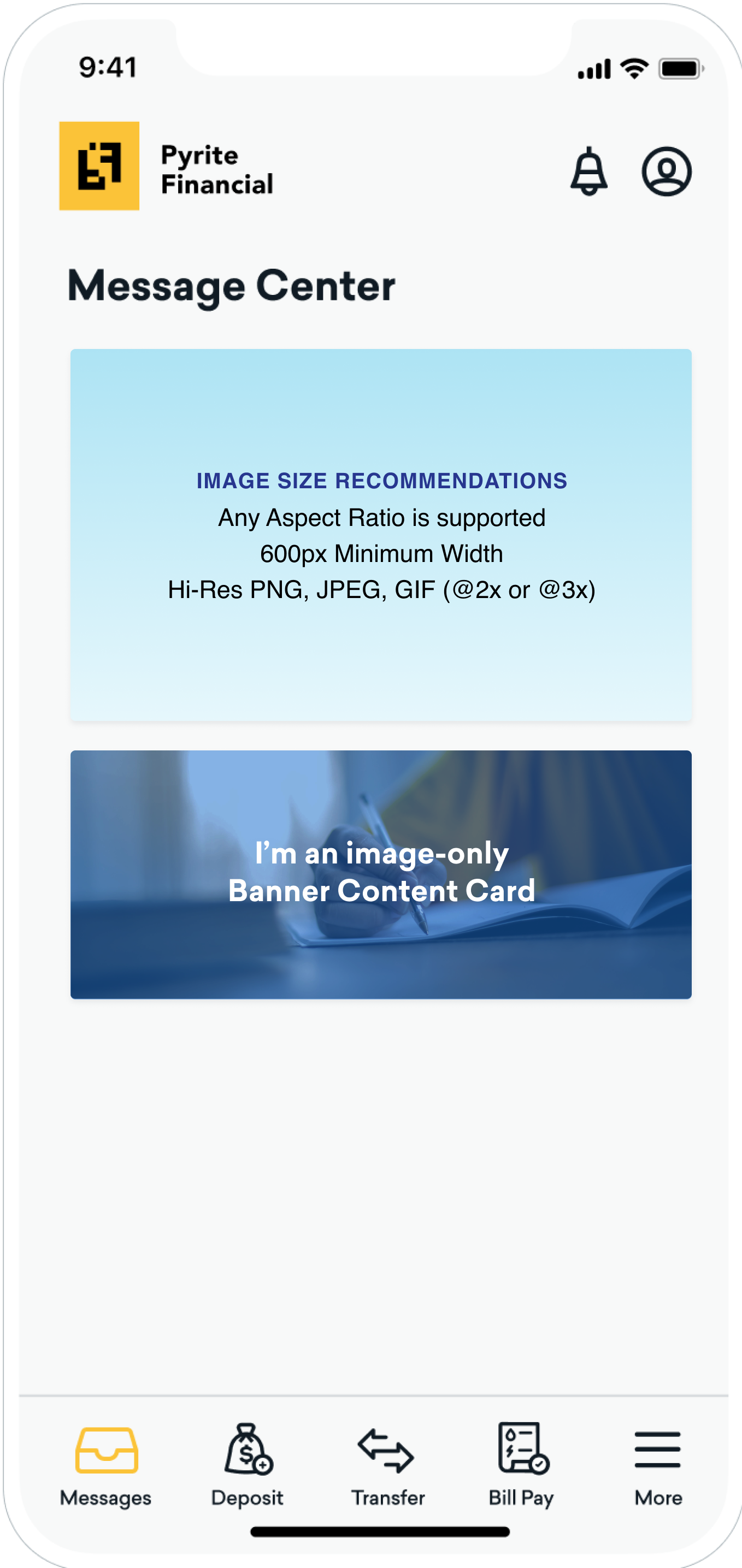 Image of a banner with recommended details and a banner example