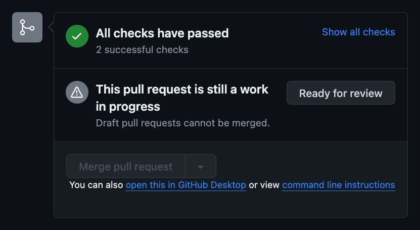 An example pull request with the "Ready for review" button highlighted.