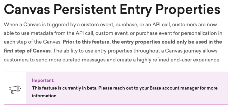 Example of an important alert for a beta feature.
