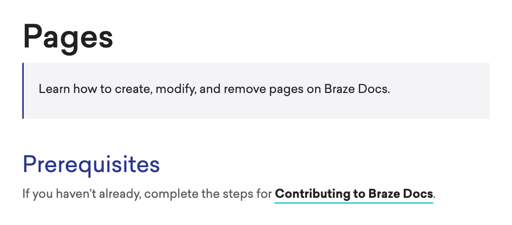Content reuse example on Braze Docs.