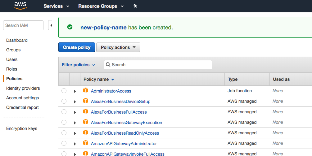 The description field for the policy.