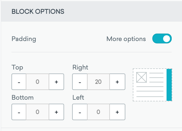 Block Options for the Drag & Drop Editor.