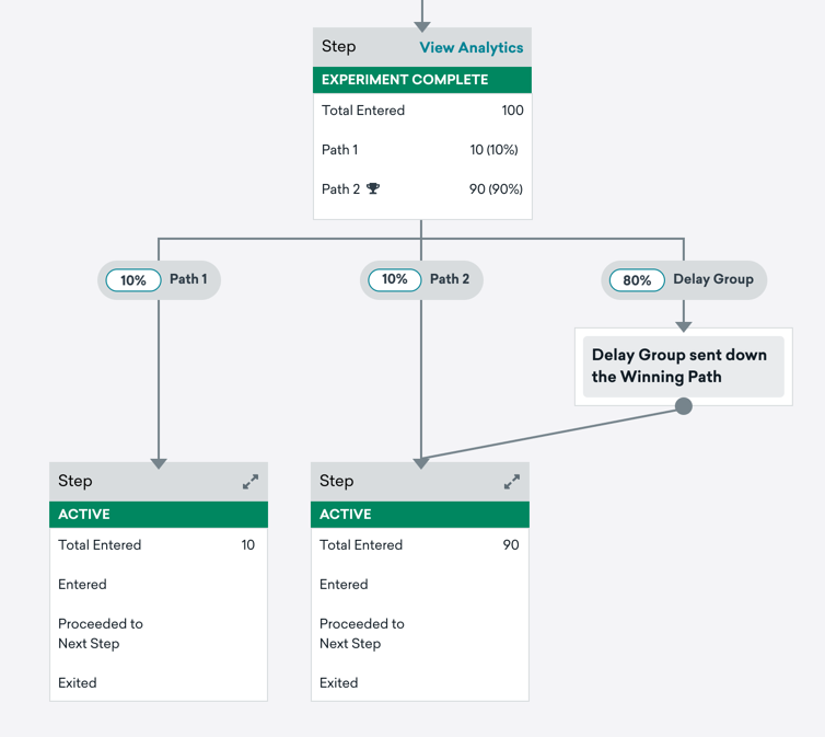 Experiment Step with a Delay Group sent down the Winning Path