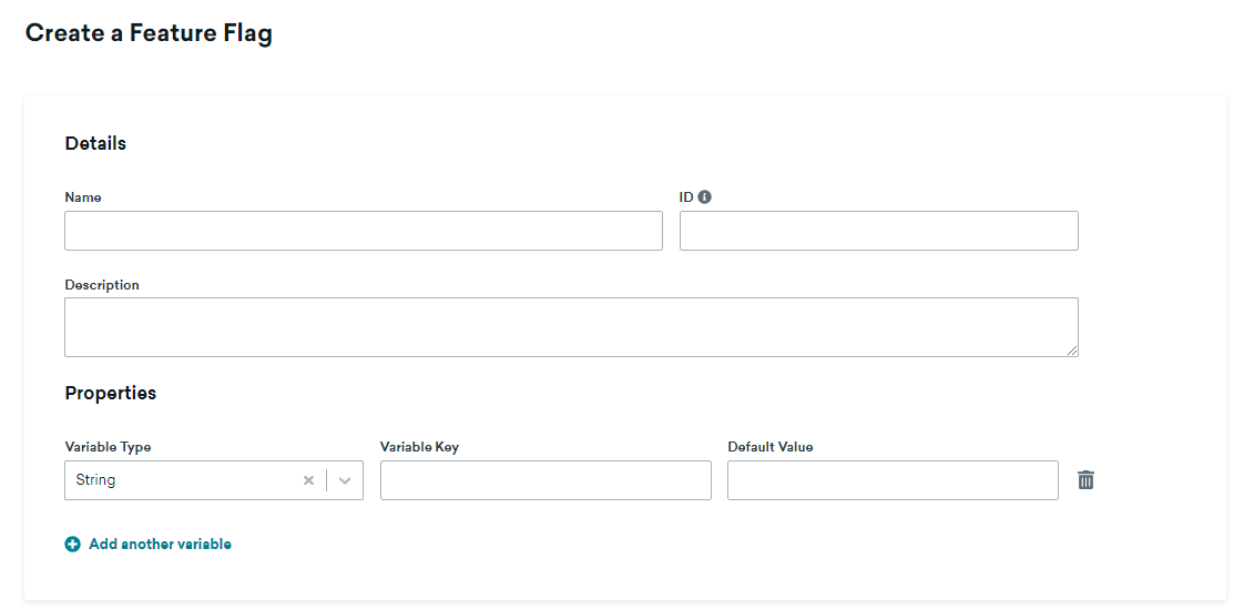 A blank feature flag form
