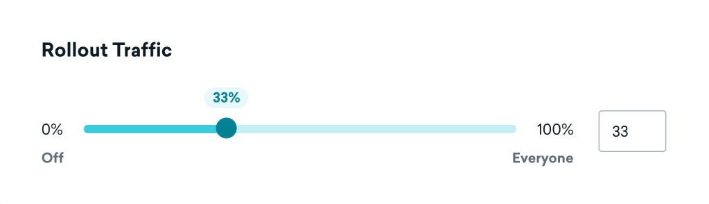 A slider labeled Rollout Traffic, spanning between 0 and 100.