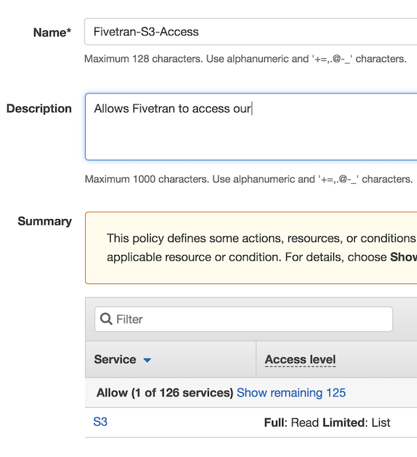 Fields to name the policy and provide a description.