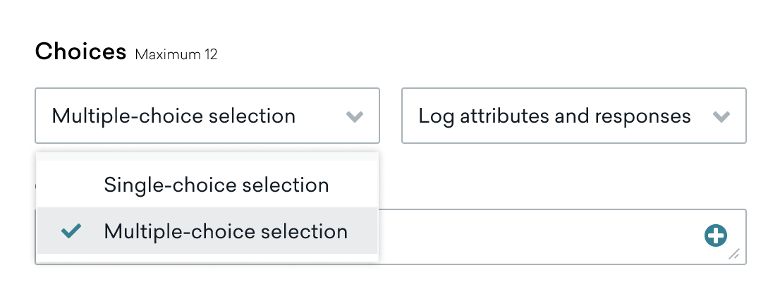 Choices dropdown with "Multiple-choice selection" selected.