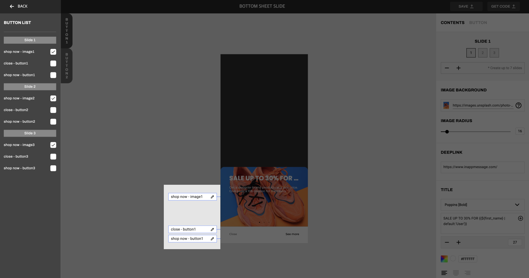 The IAM Studio UI showing the options to customize font. These options include that user can customize font style.