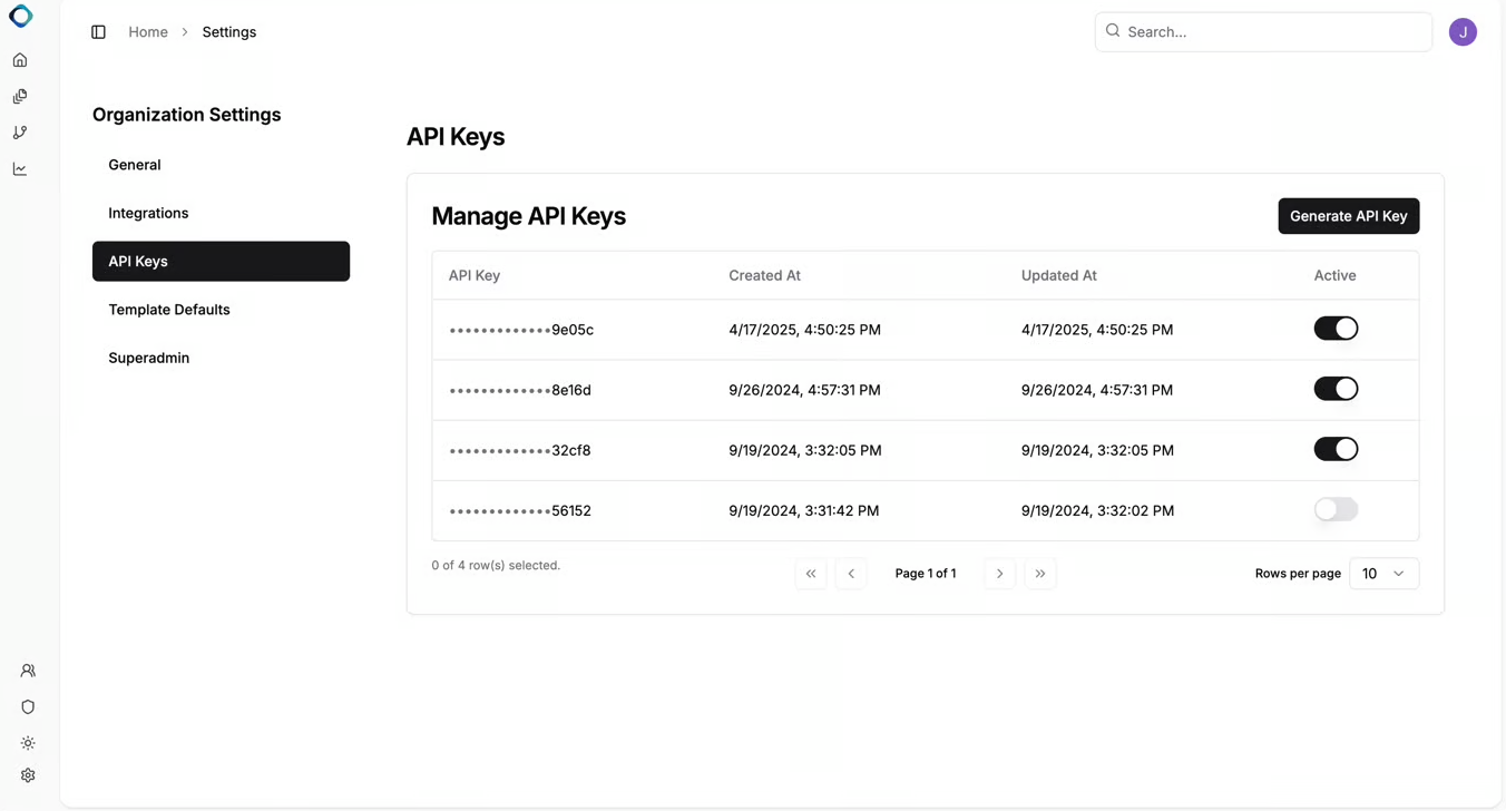 The Just Words API key form.