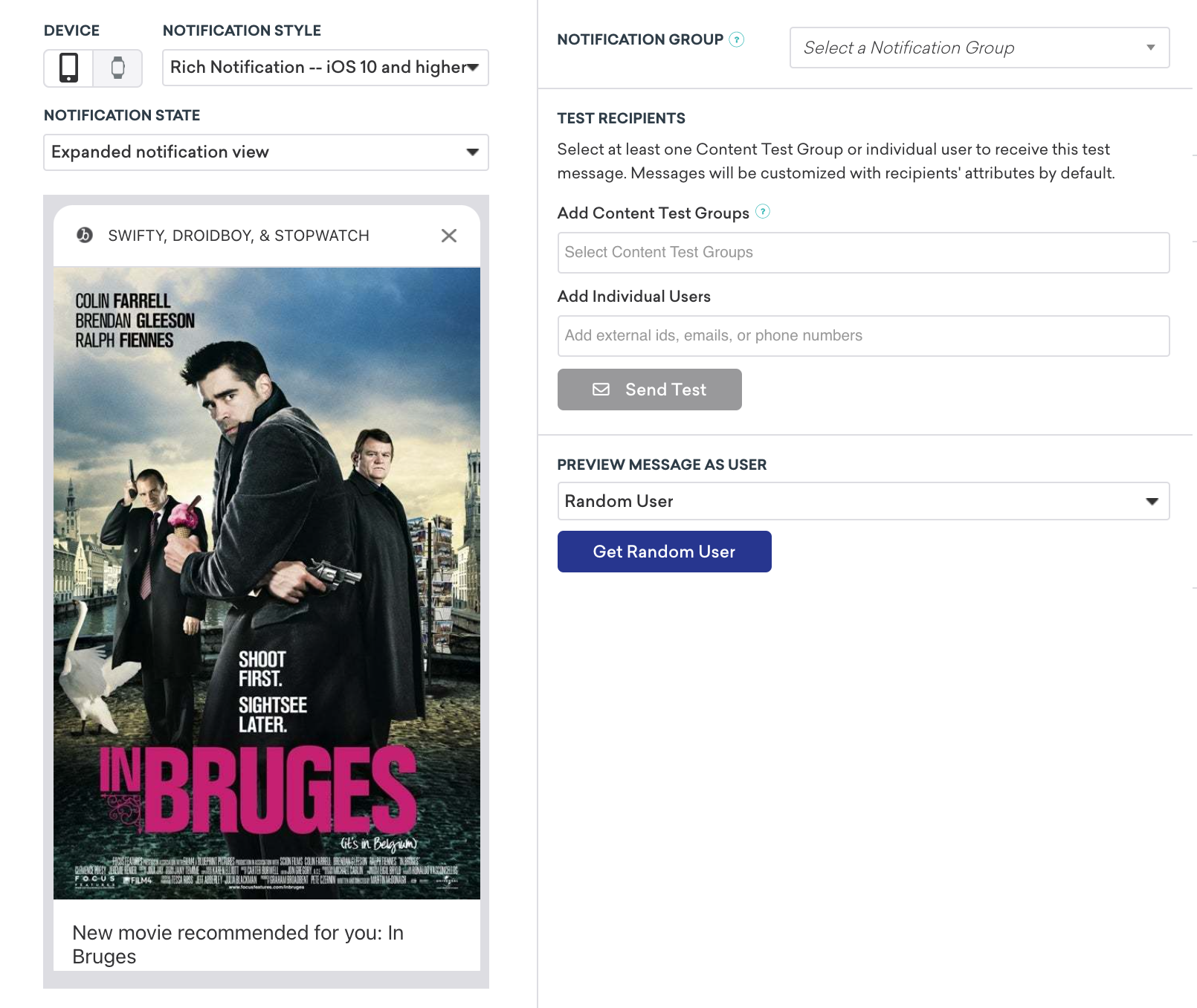 A preview image of what the message will look like after it's sent.