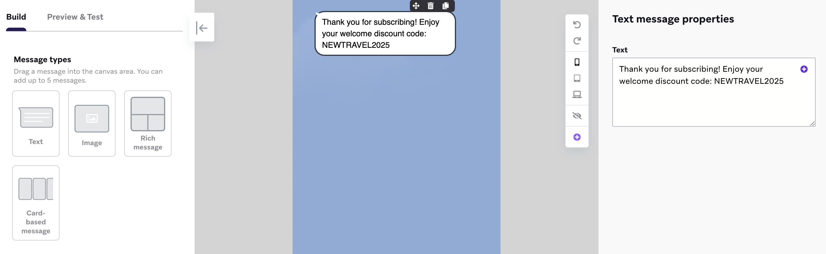 LINE composer with a message displayed in the preview.