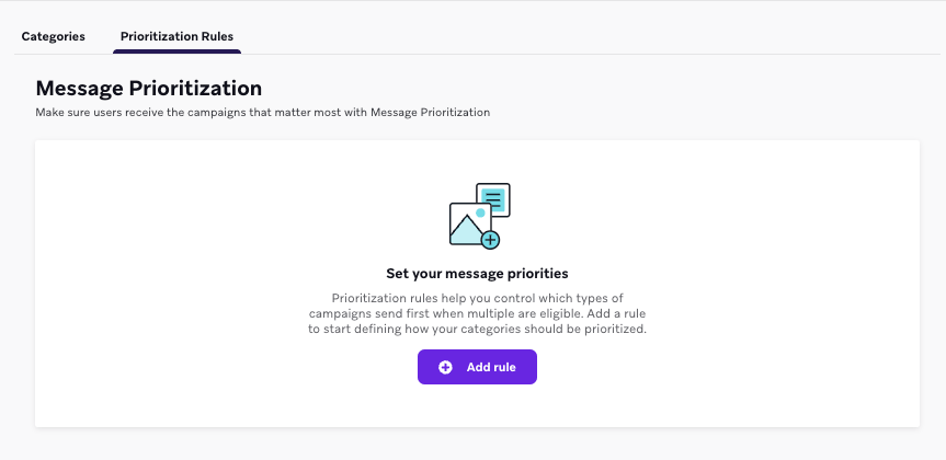"Prioritization Rules" section with no priorities set yet.