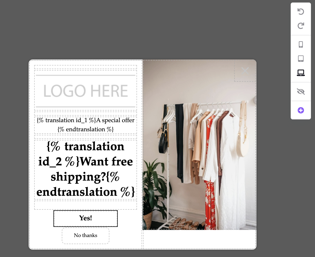 Drag-and-drop editor with two translation IDs.