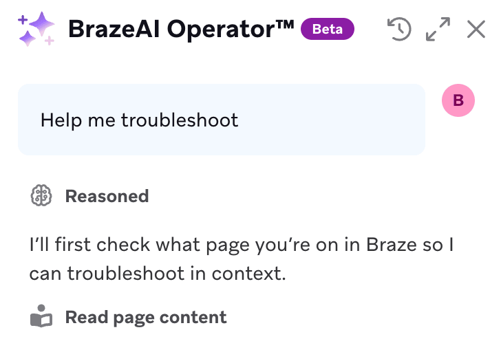 The collapsed "Reasoned" dropdown in an Operator response.