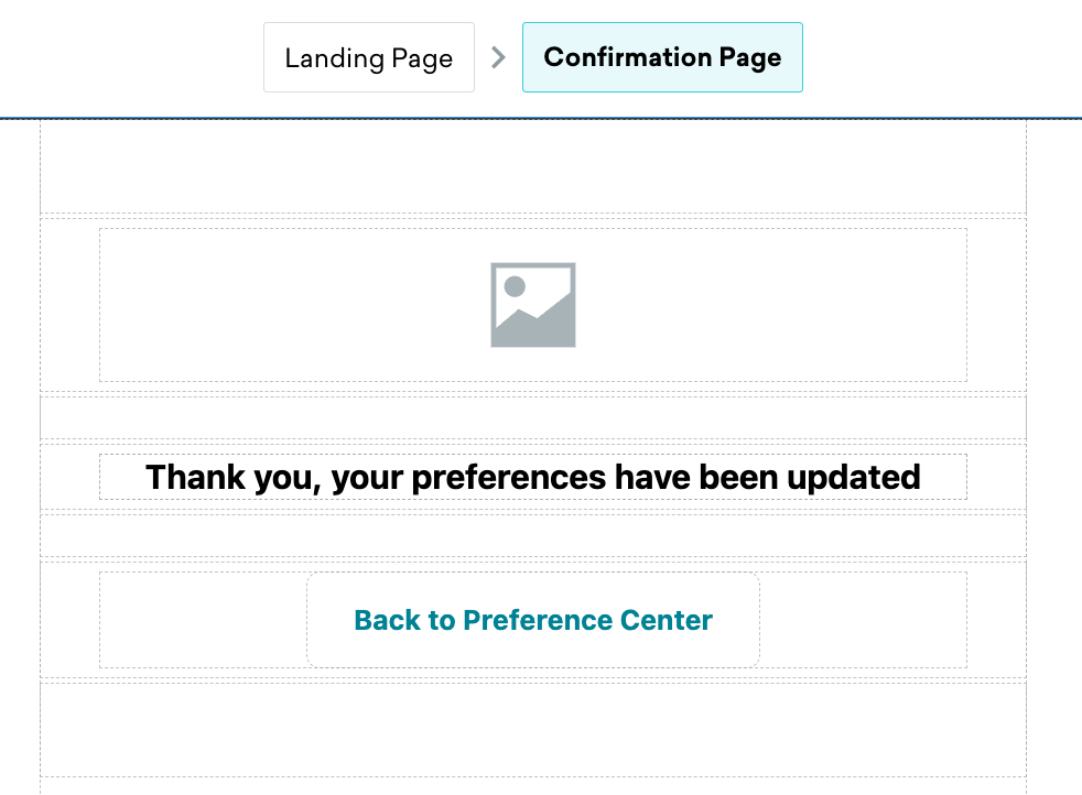 An example of a confirmation page to communicate the user's preferences have been updated.
