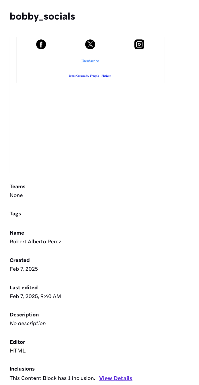 A preview of a Content Block "Workout_Promo" for cycling and dancing that has six inclusions.