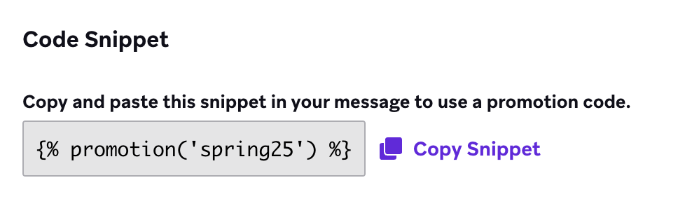 An option to copy the snippet to paste into your message.
