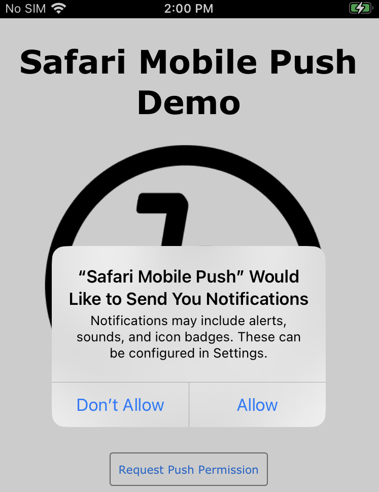 A push prompt asking to "allow" or "don't allow" Notifications