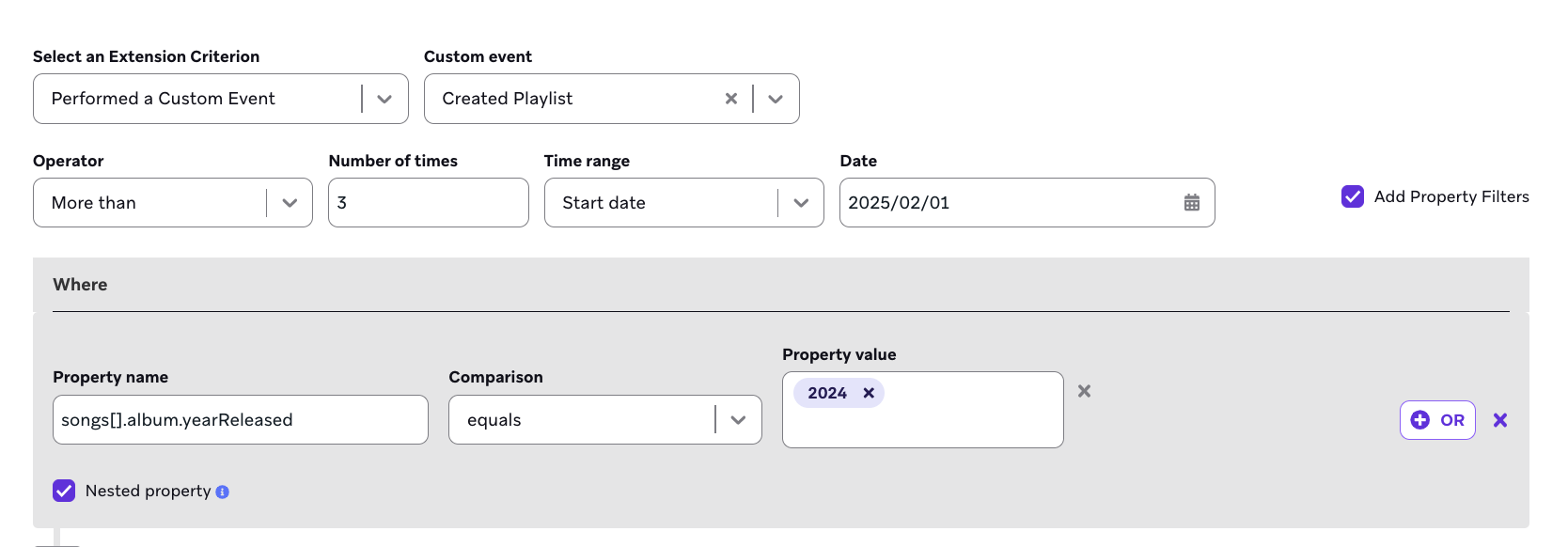 Segmenting based on nested event properties.