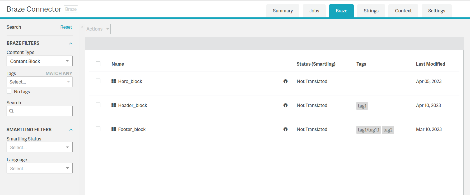 Content blocks list.