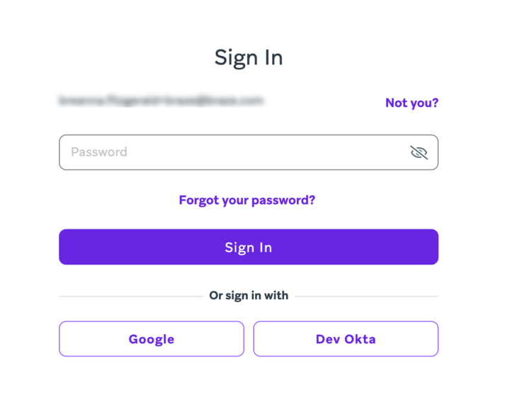 Dashboard login screen with SSO enabled