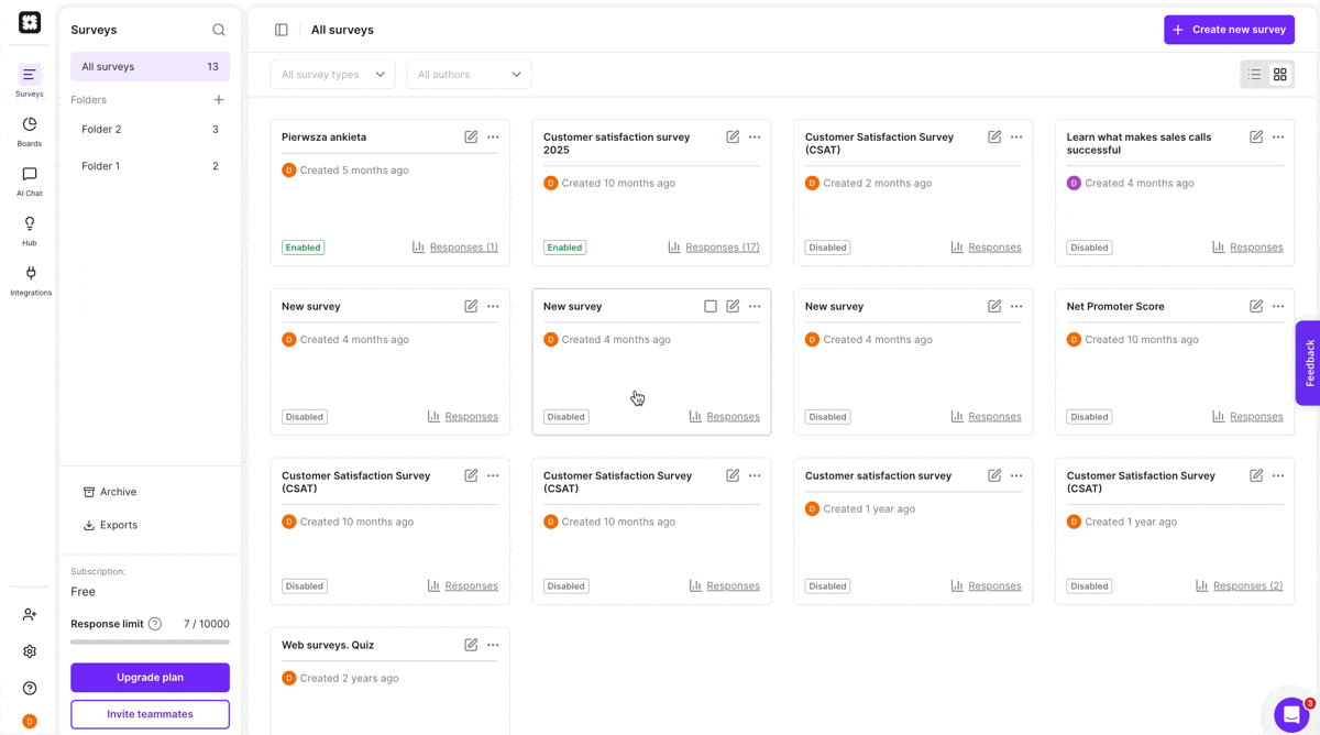 Braze is selected in survey creator.