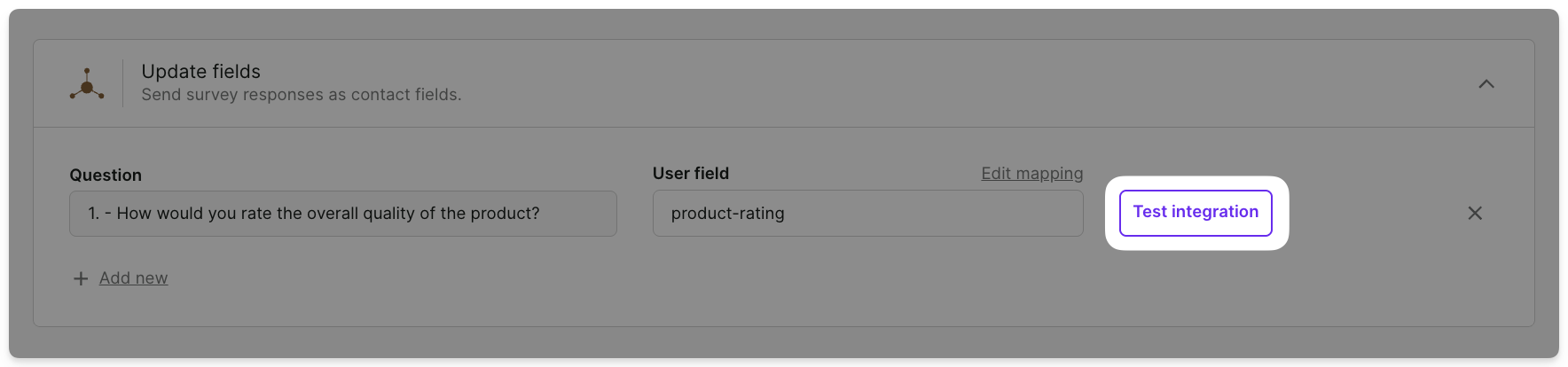 Click Test Integration button