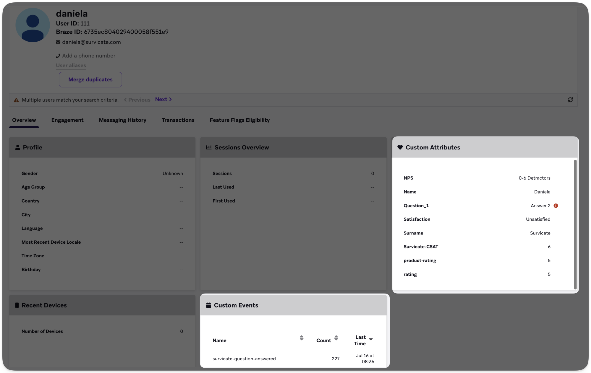 survey data synced in real time