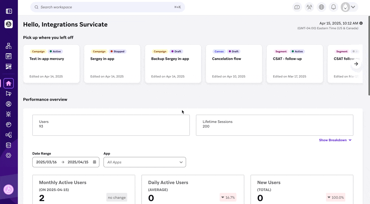 Launch your Braze In-App Message survey